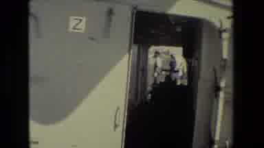 San Diego Naval Base (1981): Looking Through Trailer To See 2 People Standing