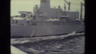 San Diego Naval Base (1981): Military Ship Sails Quickly Through Sea