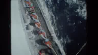 San Diego Naval Base (1981): Men Pulling Rope Together Ship Ocean