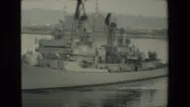 San Diego Naval Base (1981): Navy Men Sailing On Classic Artillery Ship