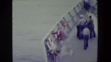 San Diego Naval Base (1981): Man Looking Over The Edge Of A Boat