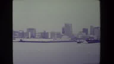 San Diego Naval Base-1981: View Of A Large City's Port With Large And Small Ships