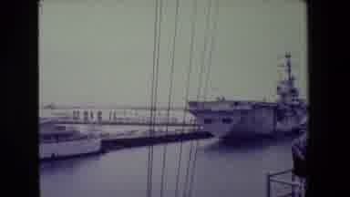 San Diego Naval Base-1981: Sailor Throwing Rope To Dock Navy Destroyer