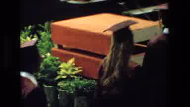 Lansing Michigan (1983): Students In Grad Caps Walking Up To The Stage