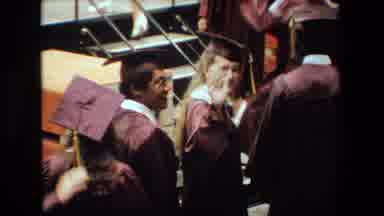Lansing Michigan (1983): Students Happy To Be Graduating Wave To Friends And