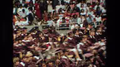 Lansing Michigan (1983): Graduation Ceremony And Large Crowd Of People Watching In