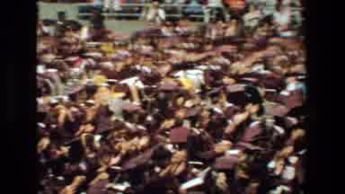 Lansing Michigan (1983): Crowd Of Students Graduating Wearing Maroon Hats And