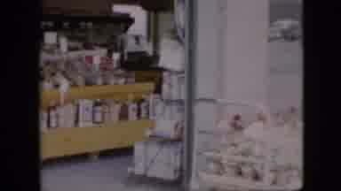 Pennsylvania USA (1958): Market Glass Reflection Car Flowers Groceries