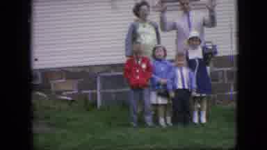 Philadelphia Pennsylvania USA (1964): A Family Of Six Outside Their Home,Dressed