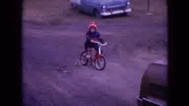 Philadelphia Pennsylvania USA (1964): Child Learning How To A Ride Bike With