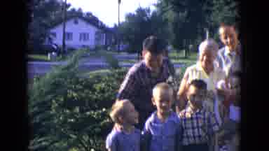 New Jersey USA (1965): A Large Family With Many Children Outside Posing And Waving