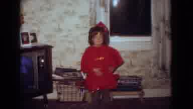 New Jersey USA (1965): Child Red Costume Dancing Looking Someone Offscreen Near