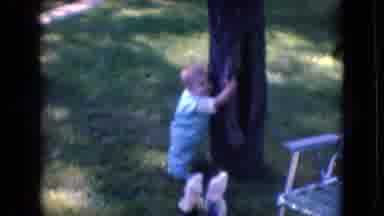 Athens Ohio USA (1966): Baby Standing Against Tree