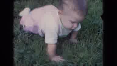 Athens Ohio USA (1966): Baby In Pink Crawling In Grass