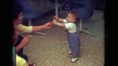 Athens Ohio USA (1966): Mommy Teaching Baby Walk Feeding Food Happy Loving Smile
