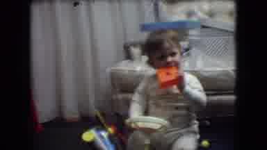 Athens Ohio USA (1966): Home Movie With Kid Sitting On Toy Bike Has Toy Block In