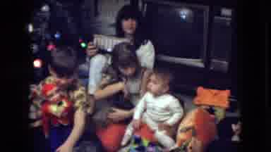 Athens Ohio USA (1966): Some Children Are Happy To Open Gifts Near The Christmas