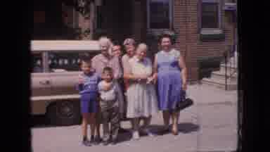 NEW JERSEY USA-1966: Family Gathering in Front of Station Wagon