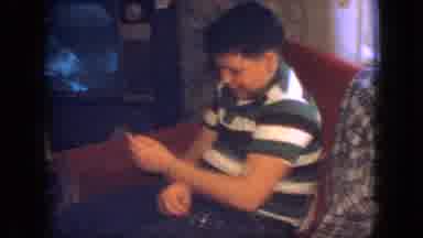 New Jersey USA (1966): Two Boys And A Woman In Their Home With Christmas