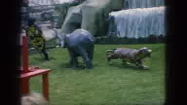 New Jersey USA (1966): A Girl Hanging Out In Front Of Animal Statues At Lost River