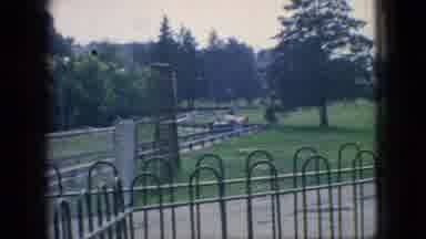 New Jersey USA-1966: Novelty Car Driving Through A Parkway, Approaching The