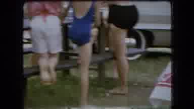 Ohio USA (1966): 1960s Family Parked Their Car And Enjoys Summer Outing At Picnic
