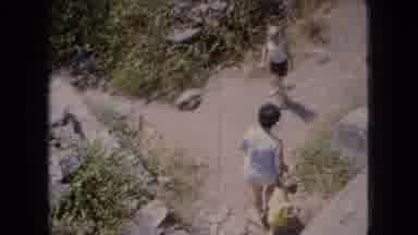 Ohio USA (1966): Mom Holds Hands With Child While Hiking