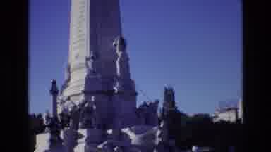 PORTUGAL-1972: Grand Stone Monument With Sculpted Figures And Blue Sky
