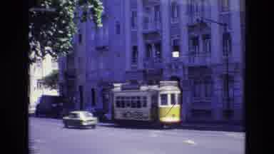 Portugal (1972): City Street Trolley Car Trees Daytime