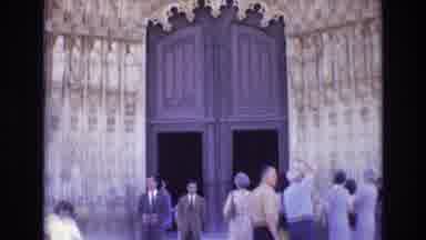 PORTUGAL-1972: People Examining Historic Cathedral While Vacationing