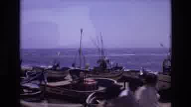 PORTUGAL-1972: Small Fishing Boats Resting On A Sandy Beach