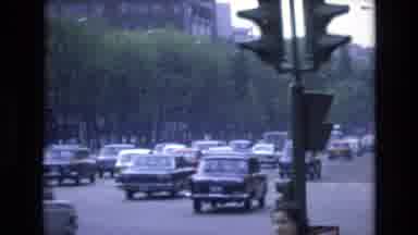 Spain (1972): Vintage Clip Of Cars Driving Through A City And City View From A Car