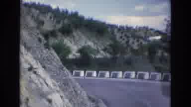 Spain-1972: Curving Road On Hillside With Olive Trees And Barriers