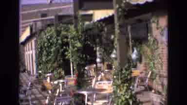 Spain (1972): Old Video Of Restaurant Area Tables Outside To Eat On Green Vines