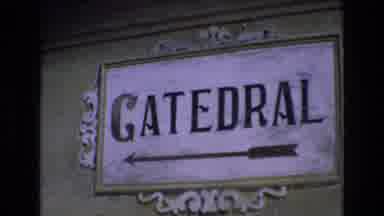 Spain (1972): Old Time Video Footage Of A Cathedral Sign And Hotel