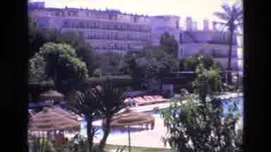 Spain (1972): Looking Out Over The Pool Of A Huge Caribbean Resort