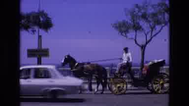 Spain (1972): Horse And Buggy With Driver Stopped On Road And Car Driving Past