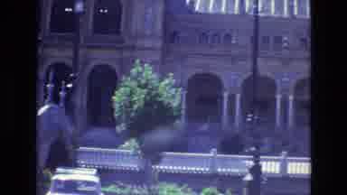 Spain (1972): People Hanging Outside Around A Huge Elegant Building Enjoying