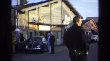Central Coast California USA (1973): Man Walking In Front Of Building On Street