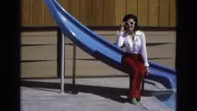 Central Coast California USA (1973): White Woman Talking And Laughing On Pool