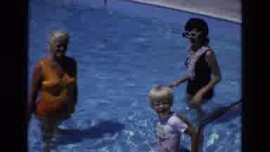 Colorado USA (1973): Two Women And A Child In An Outdoor Swimming Pool