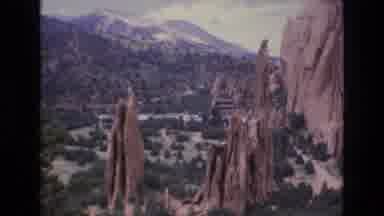Colorado USA (1973): Mountains Valley Trees Sand Rock Bushes Sky Clouds Stairs