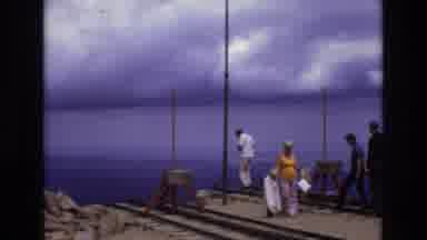 Colorado USA (1973): Train Tracks Pregnant Woman 3 Men Child Rocks Mountain