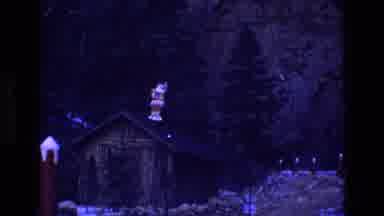 Colorado USA (1973): Cabin At Night In The Woods