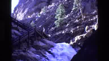 Colorado USA (1973): Old Video Mountain With Snow And Small Tree / Bushes On