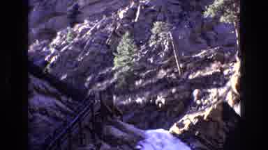Colorado USA (1973): Stairway Climbing A Steep Embankment Of Rock Formation With