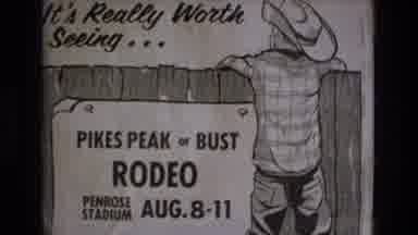 COLORADO SPRINGS COLORADO USA .-1973: Person Observing A Rodeo Arena With A Sign