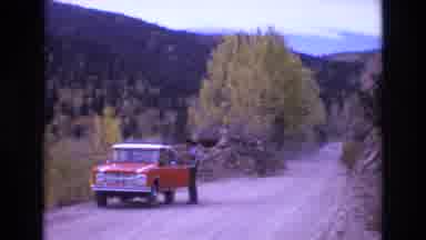 COLORADO SPRINGS COLORADO USA .-1973: Red Truck Parked In A Scenic Area
