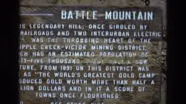 COLORADO SPRINGS COLORADO USA .-1973: Battle Mountain Sign Pointing Left In