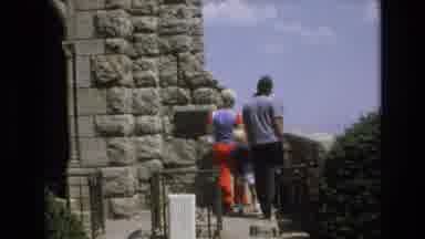 COLORADO SPRINGS COLORADO USA .-1973: Family Looks Out From The Top Of A Castle